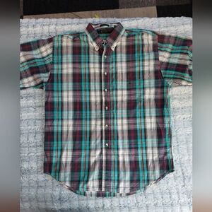 Eddie Bauer Men's Plaid short-sleeve button-down‎ Shirt size Large